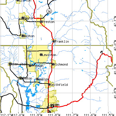 Zip code 84320 close-up map