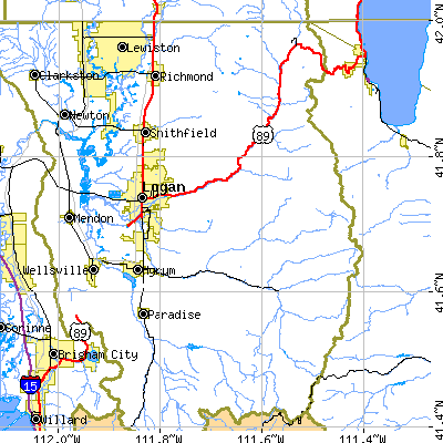 Zip code 84321 close-up map