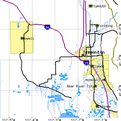 Zip code 84337 close-up map