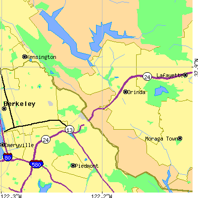 Zip code 94563 close-up map