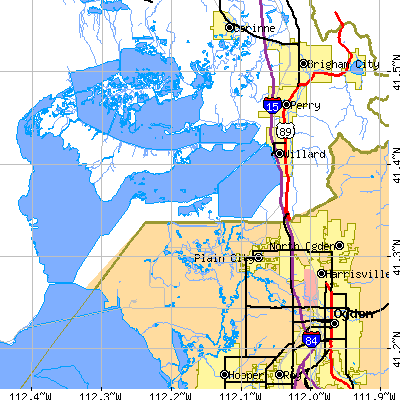 Zip code 84340 close-up map