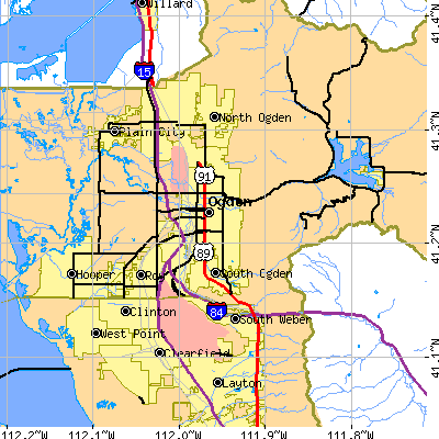 Zip code 84401 close-up map