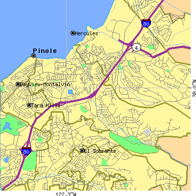 Zip code 94564 close-up map