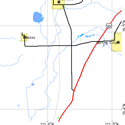Zip code 84623 close-up map