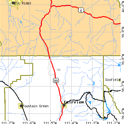 Zip code 84629 close-up map