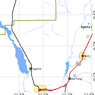 Zip code 84630 close-up map