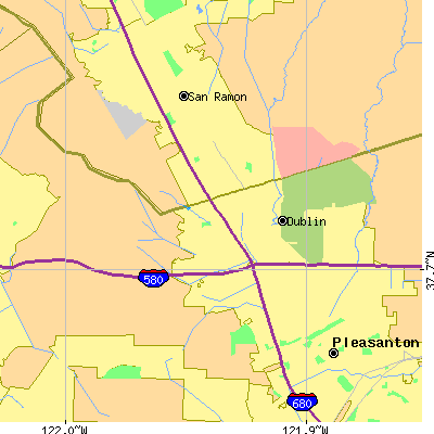Zip code 94568 close-up map