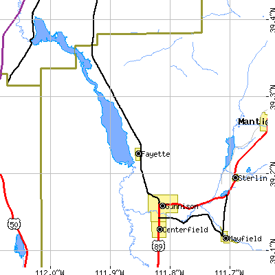 Zip code 84634 close-up map
