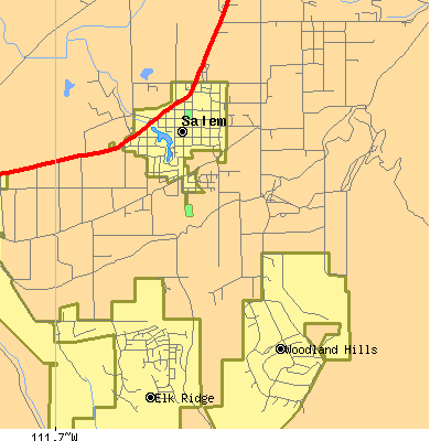 Zip code 84653 close-up map
