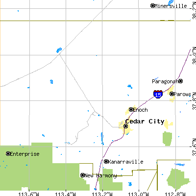 Zip code 84720 close-up map