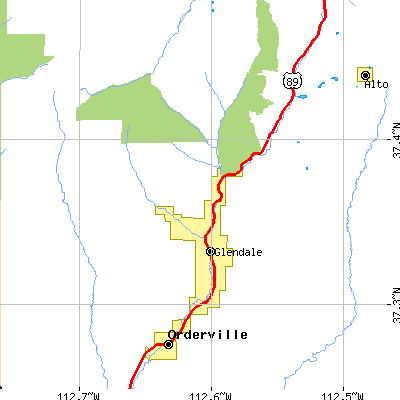 Zip code 84729 close-up map