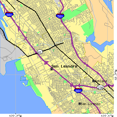 Zip code 94577 close-up map