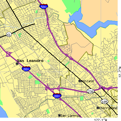 Zip code 94578 close-up map