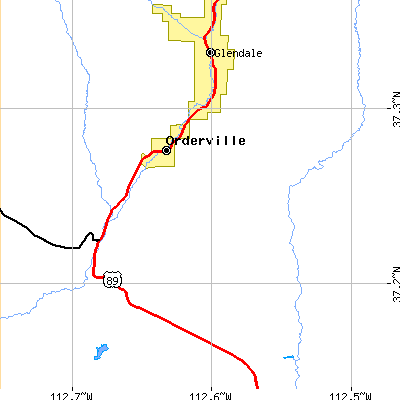 Zip code 84758 close-up map