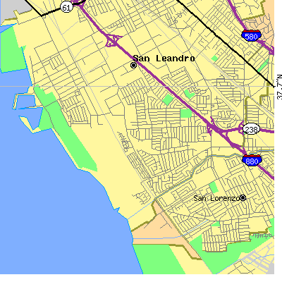 Zip code 94579 close-up map