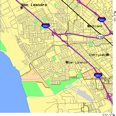 Zip code 94580 close-up map