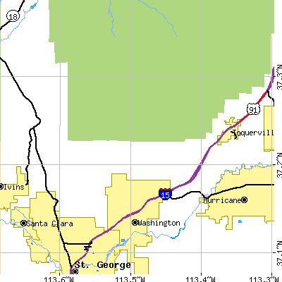 Zip code 84780 close-up map