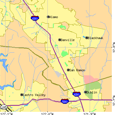 Zip code 94583 close-up map