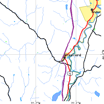 Zip code 05033 close-up map