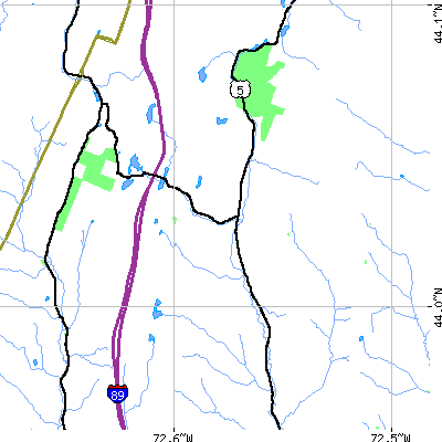 Zip code 05036 close-up map
