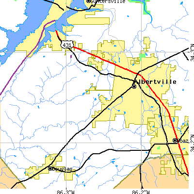 Zip code 35950 close-up map