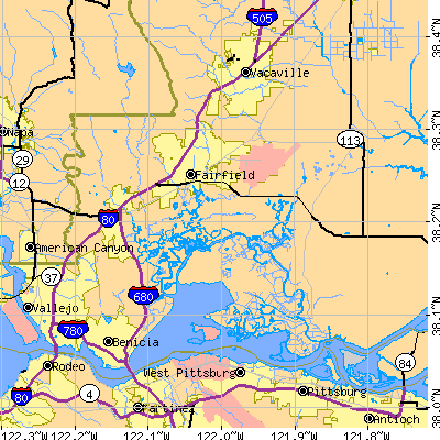 Zip code 94585 close-up map