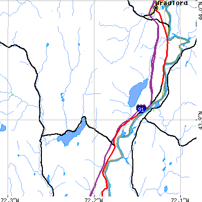 Zip code 05045 close-up map