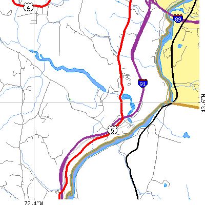 Zip code 05052 close-up map