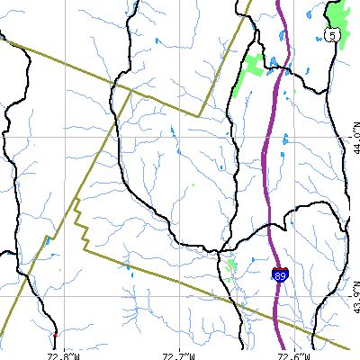 Zip code 05060 close-up map