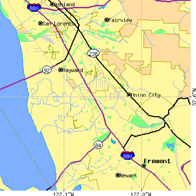 Zip code 94587 close-up map