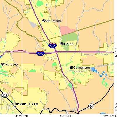 Zip code 94588 close-up map