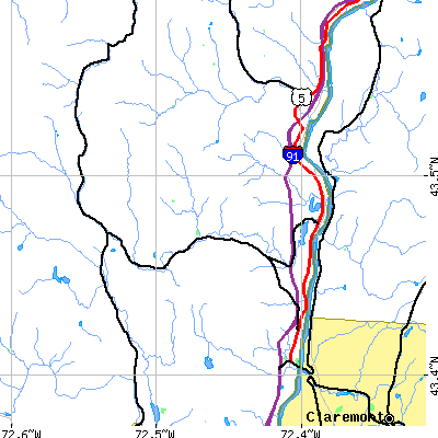 Zip code 05089 close-up map