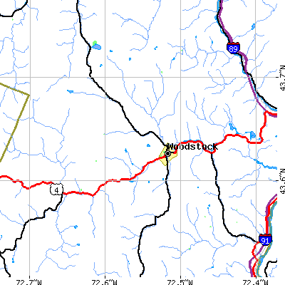 Zip code 05091 close-up map