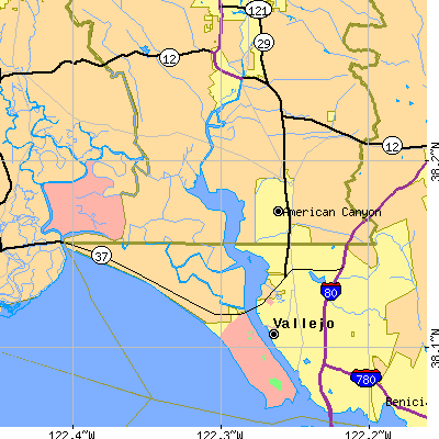 Zip code 94589 close-up map