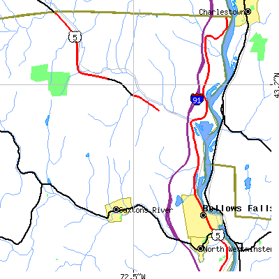 Zip code 05101 close-up map