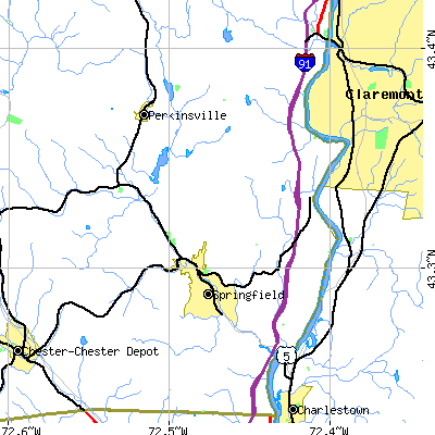 Zip code 05156 close-up map