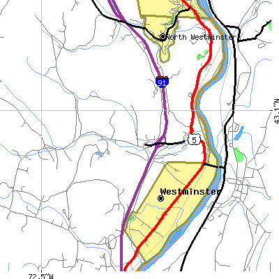 Zip code 05158 close-up map