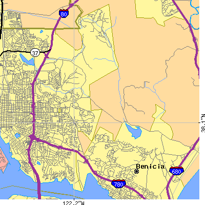 Zip code 94591 close-up map
