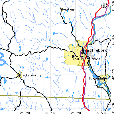 Zip code 05301 close-up map