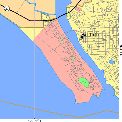 Zip code 94592 close-up map