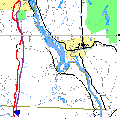 Zip code 05354 close-up map