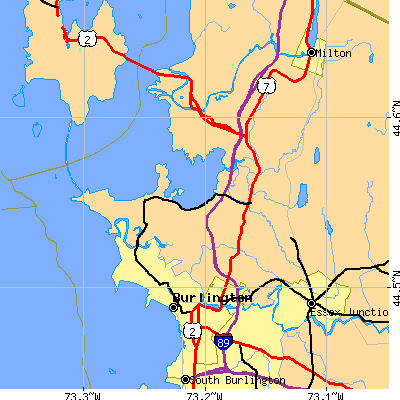 Zip code 05446 close-up map