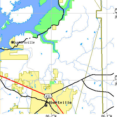Zip code 35951 close-up map