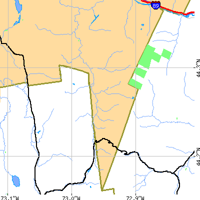 Zip code 05462 close-up map