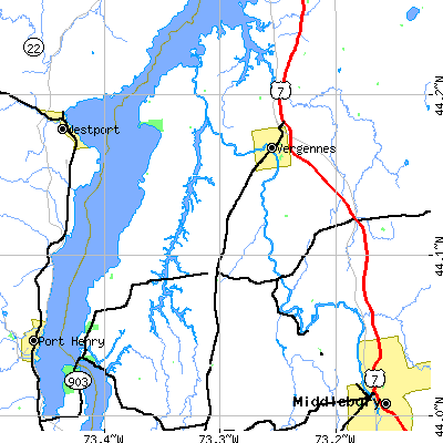 Zip code 05491 close-up map