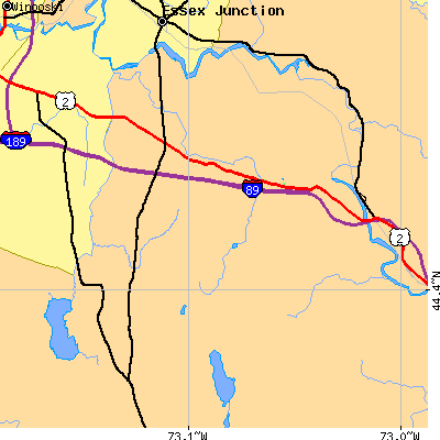 Zip code 05495 close-up map