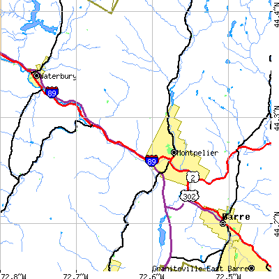 Zip code 05602 close-up map