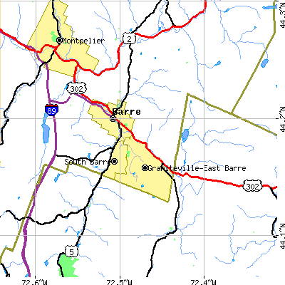 Zip code 05641 close-up map