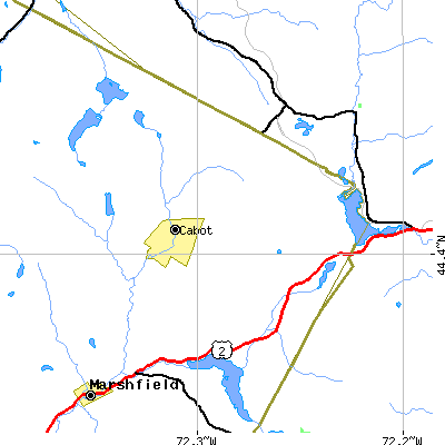 Zip code 05647 close-up map