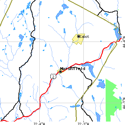 Zip code 05658 close-up map